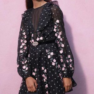 Giambattista Valli H&M BLACK FLORAL DRESS SIZE 0 EUR 32